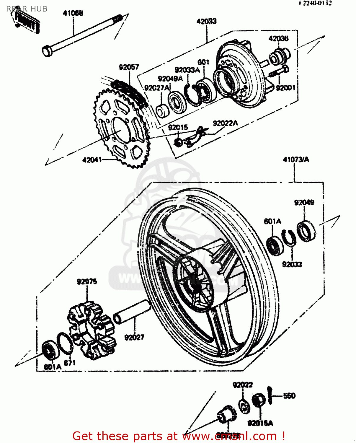 REAR HUB ZX750A2 1984 EUROPE UK FR GR IT NR SD