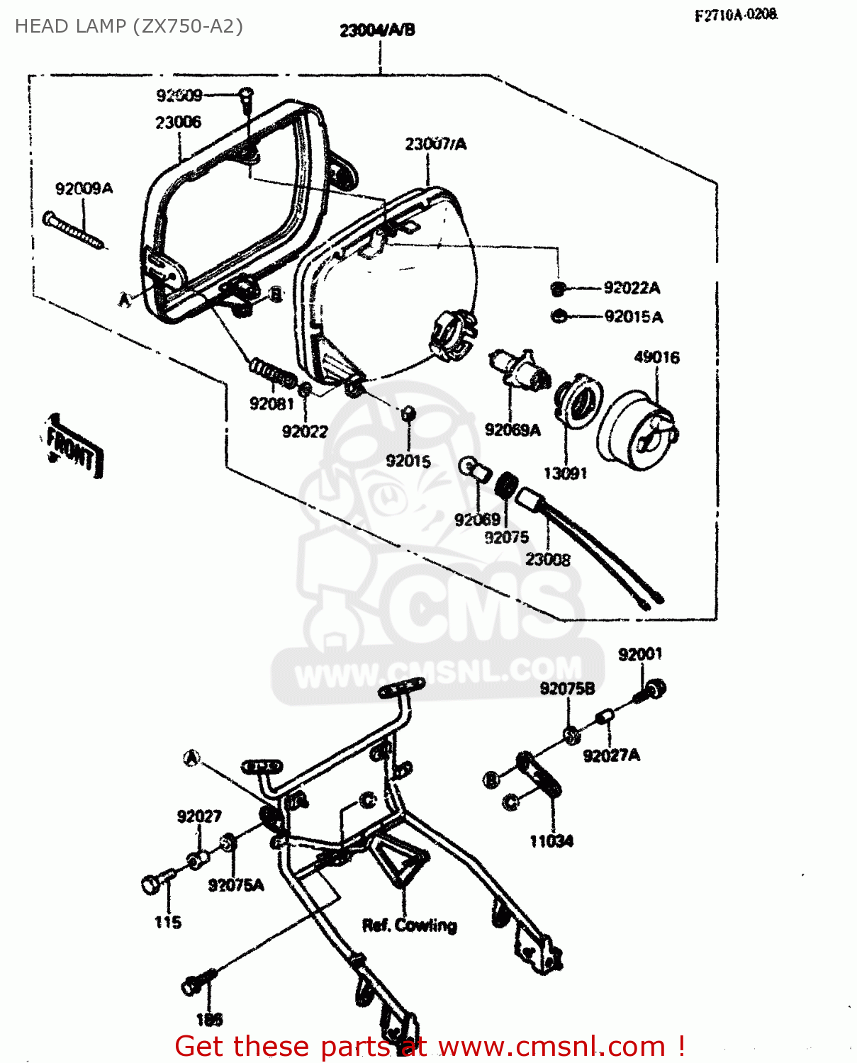 HEAD LAMP (ZX750-A2) ZX750A2 1984 EUROPE UK FR GR IT NR SD