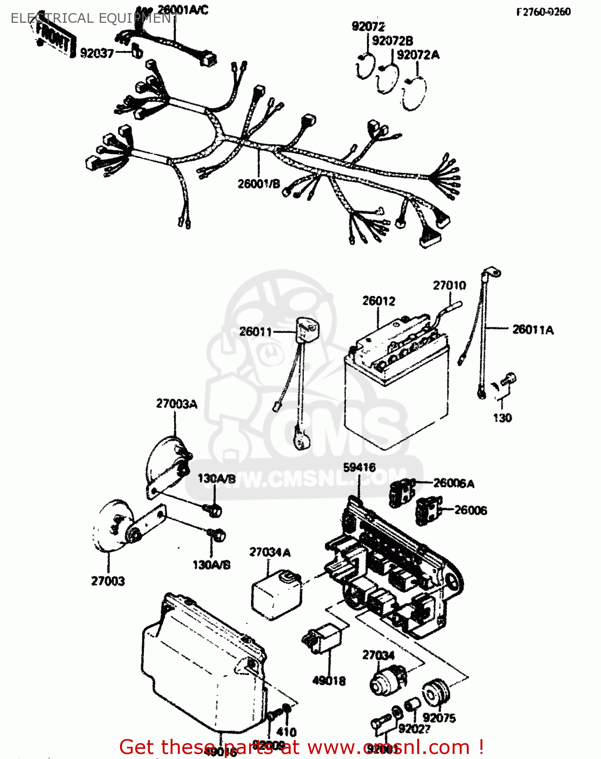 ELECTRICAL EQUIPMENT ZX750A2 1984 EUROPE UK FR GR IT NR SD