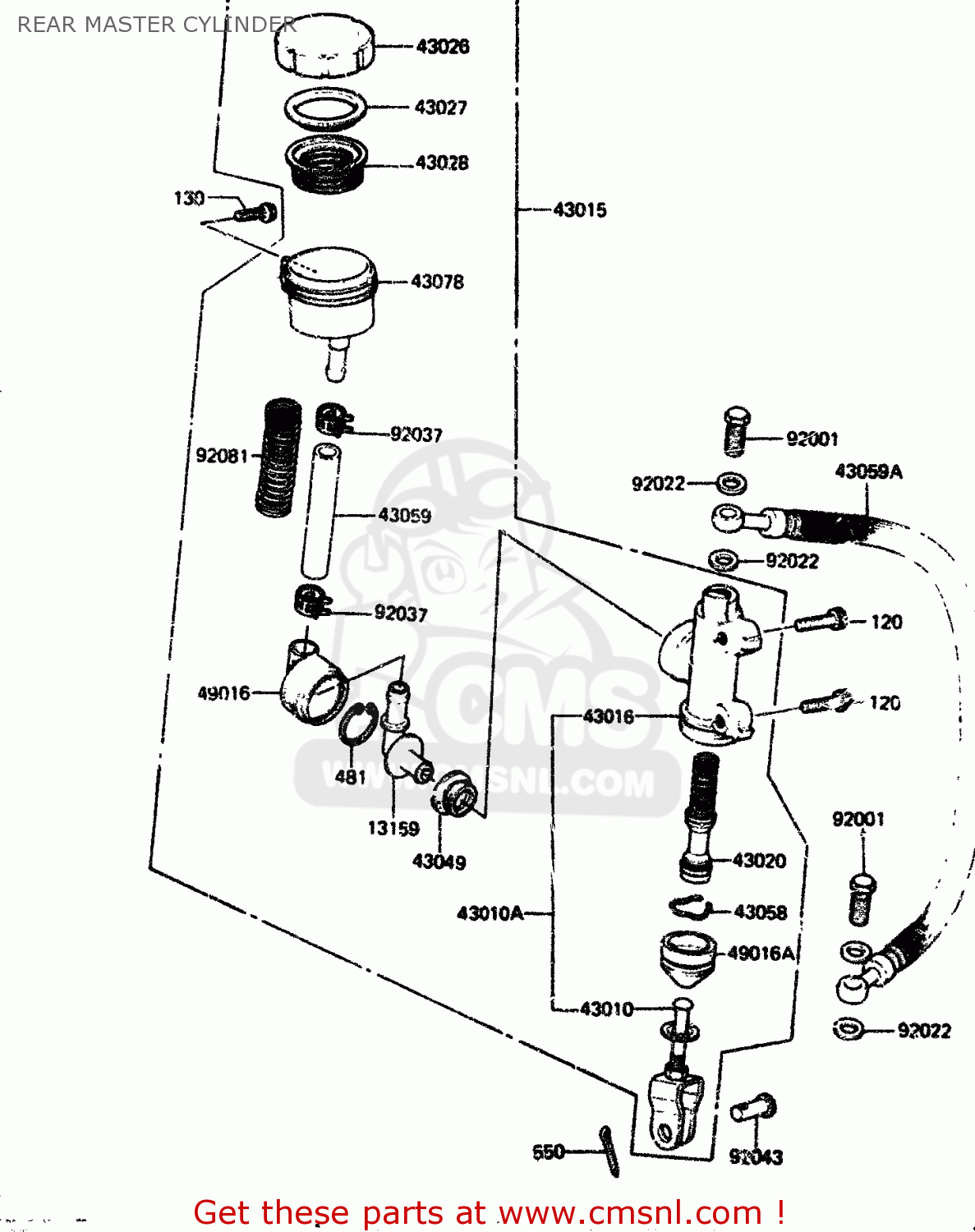 REAR MASTER CYLINDER ZX750A2 1984 EUROPE UK FR GR IT NR SD