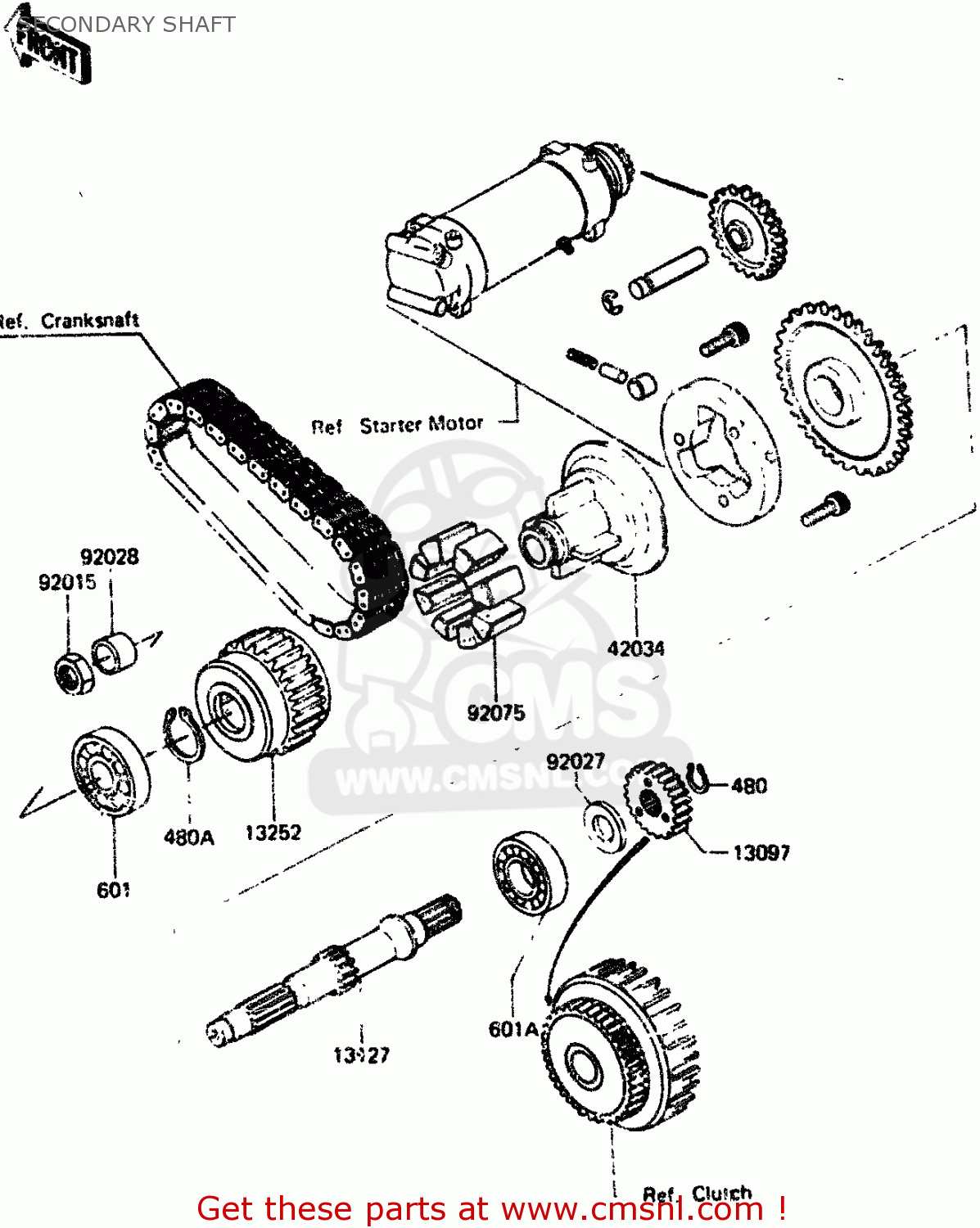 SECONDARY SHAFT ZX750A2 1984 EUROPE UK FR GR IT NR SD