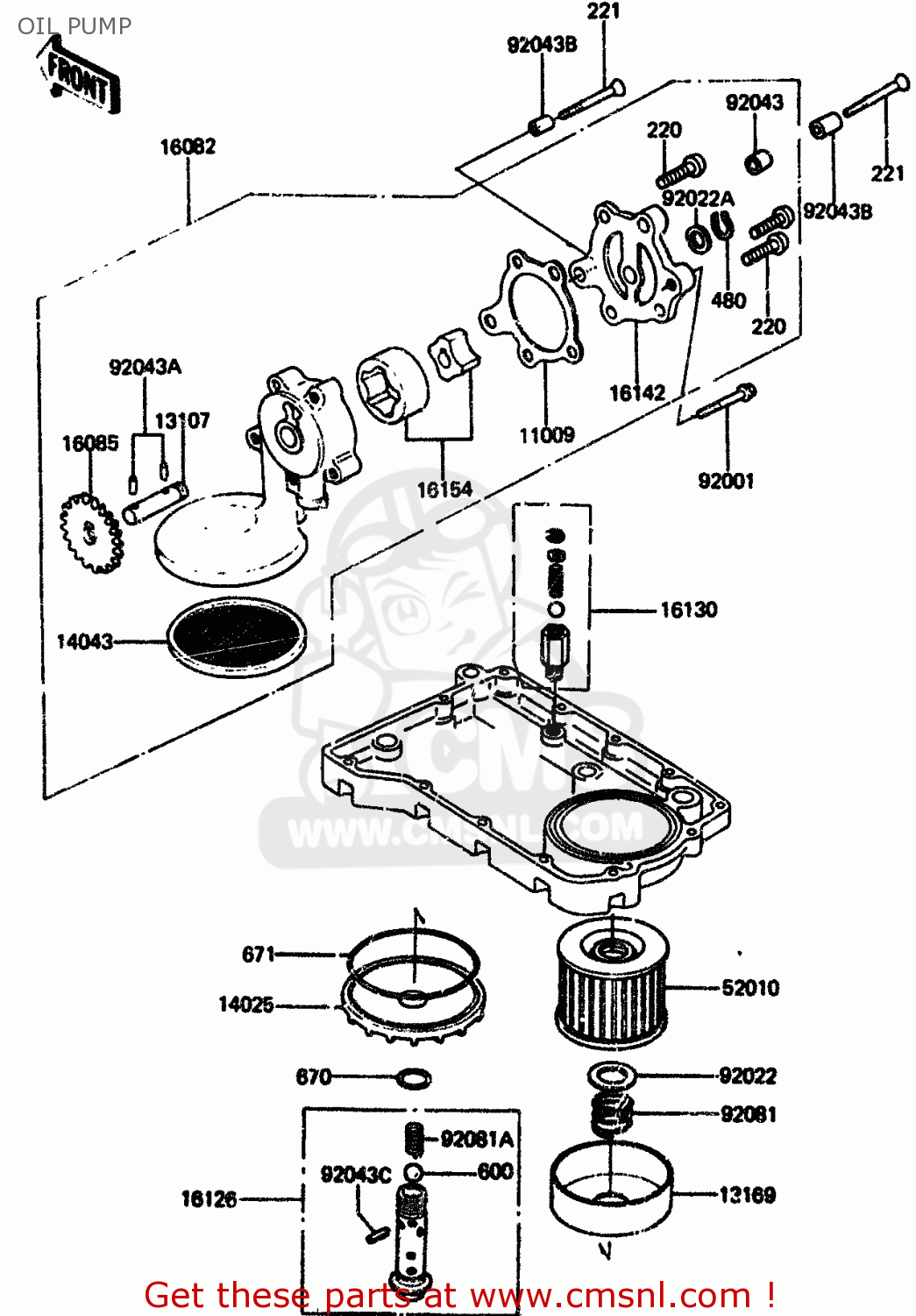 OIL PUMP ZX750A2 1984 EUROPE UK FR GR IT NR SD