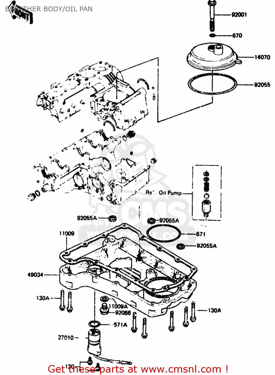 BREATHER BODY/OIL PAN ZX750A2 1984 EUROPE UK FR GR IT NR SD