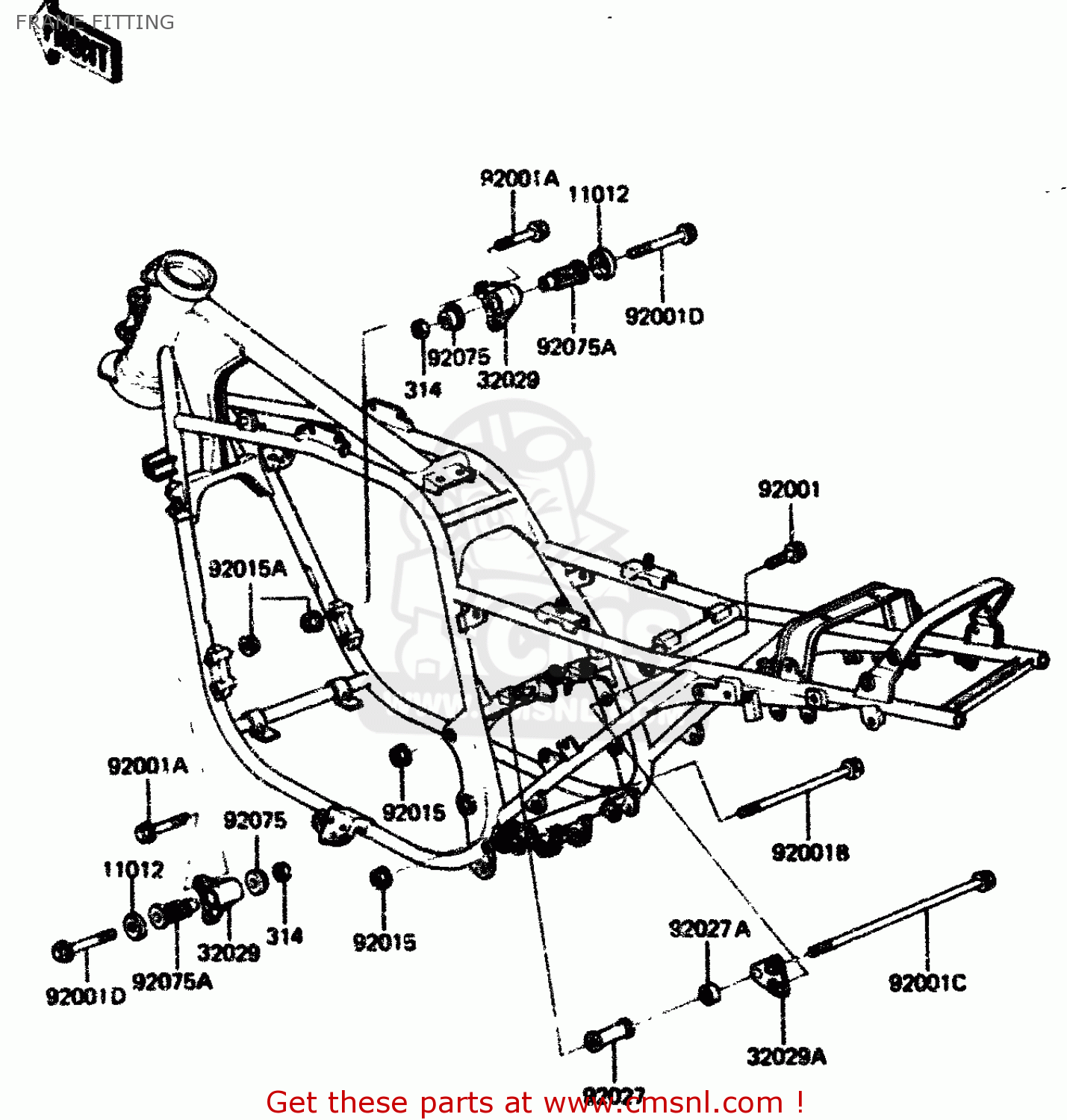 FRAME FITTING ZX750A2 1984 EUROPE UK FR GR IT NR SD