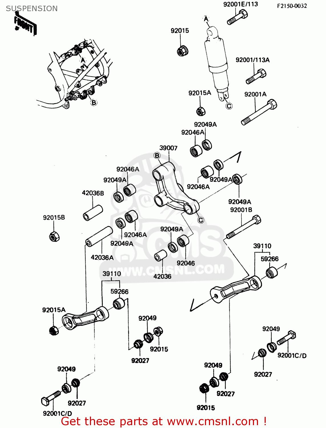 SUSPENSION ZX750A2 1984 EUROPE UK FR GR IT NR SD