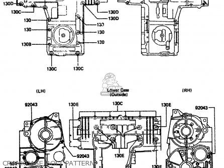 CRANKCASE BOLT PATTERN - ZX750A2 1984 EUROPE UK FR GR IT NR SD