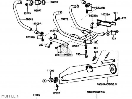 MUFFLER - ZX750A2 1984 EUROPE UK FR GR IT NR SD
