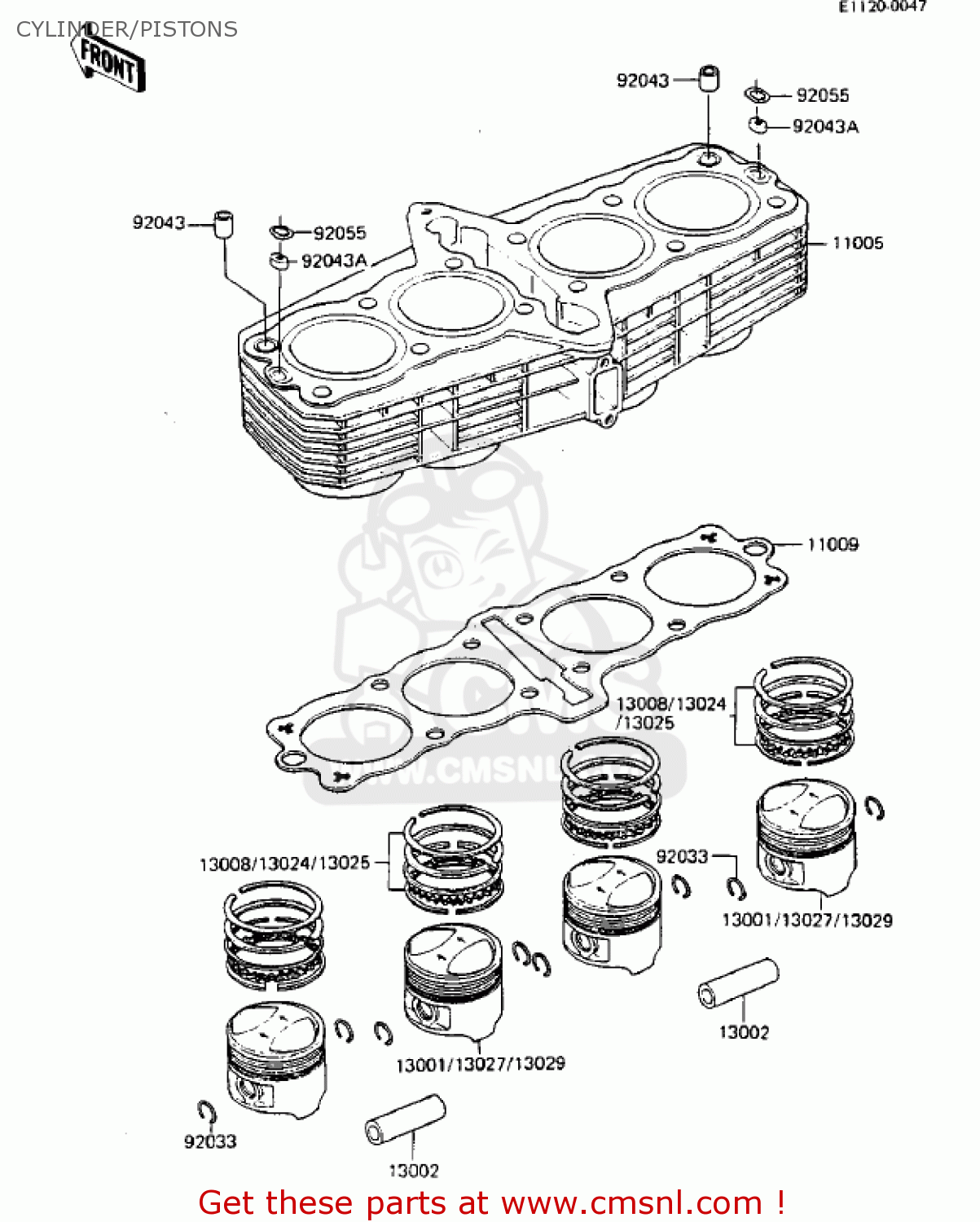 CYLINDER/PISTONS ZX750A2 GPZ750 1984 USA CALIFORNIA CANADA