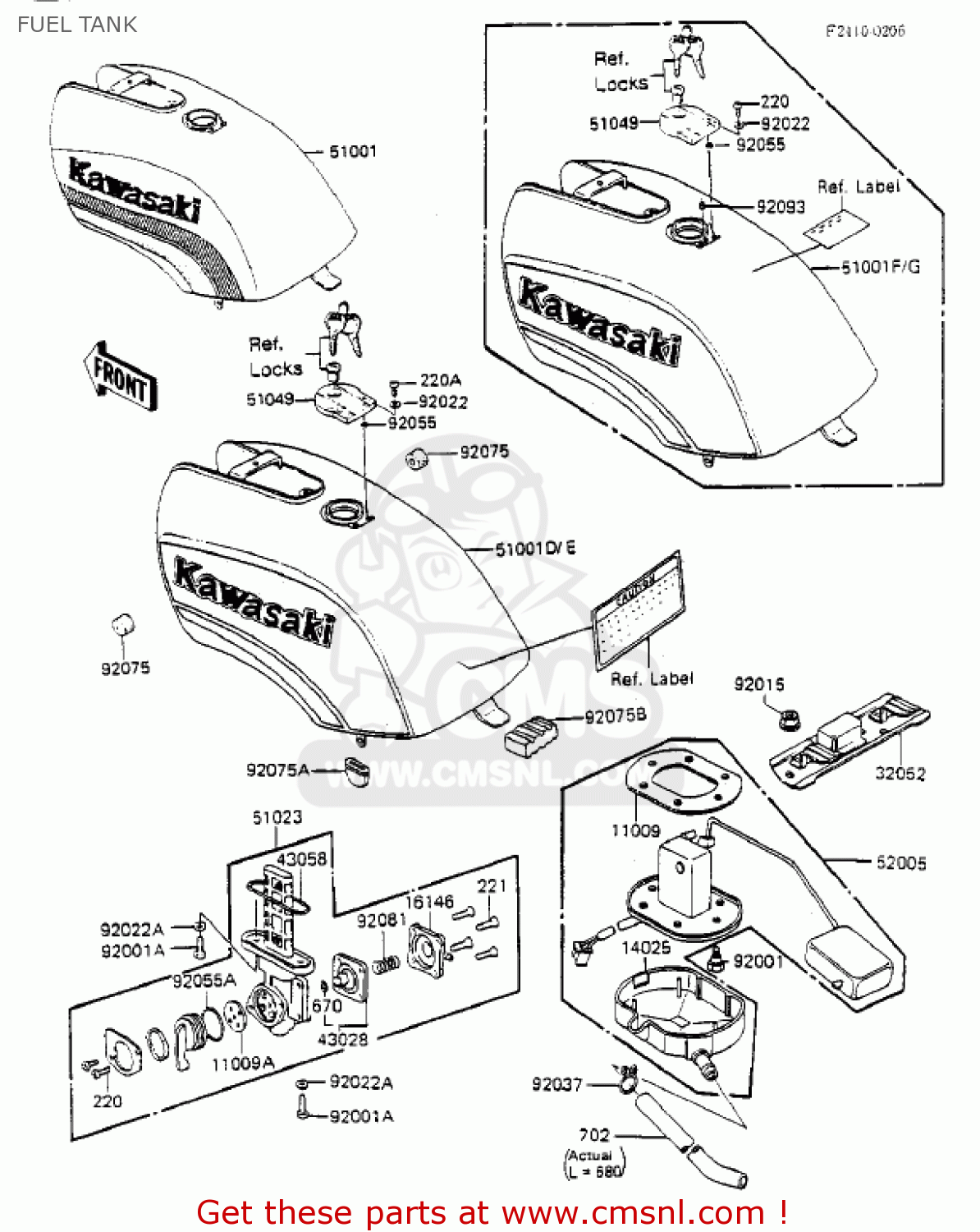 FUEL TANK ZX750A2 GPZ750 1984 USA CALIFORNIA CANADA