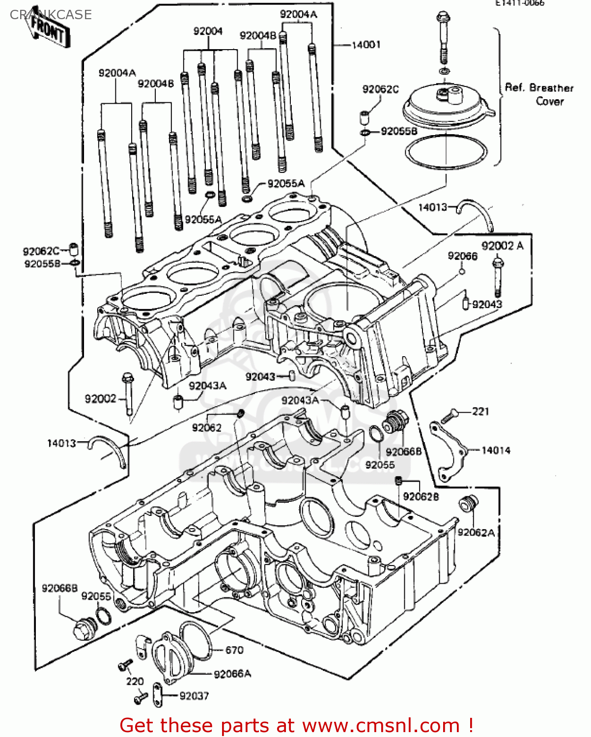 CRANKCASE ZX750A2 GPZ750 1984 USA CALIFORNIA CANADA