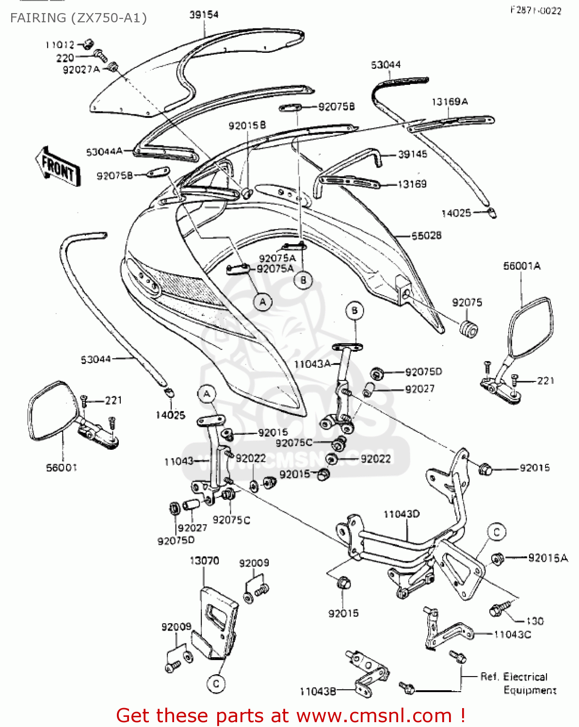 FAIRING (ZX750-A1) ZX750A2 GPZ750 1984 USA CALIFORNIA CANADA