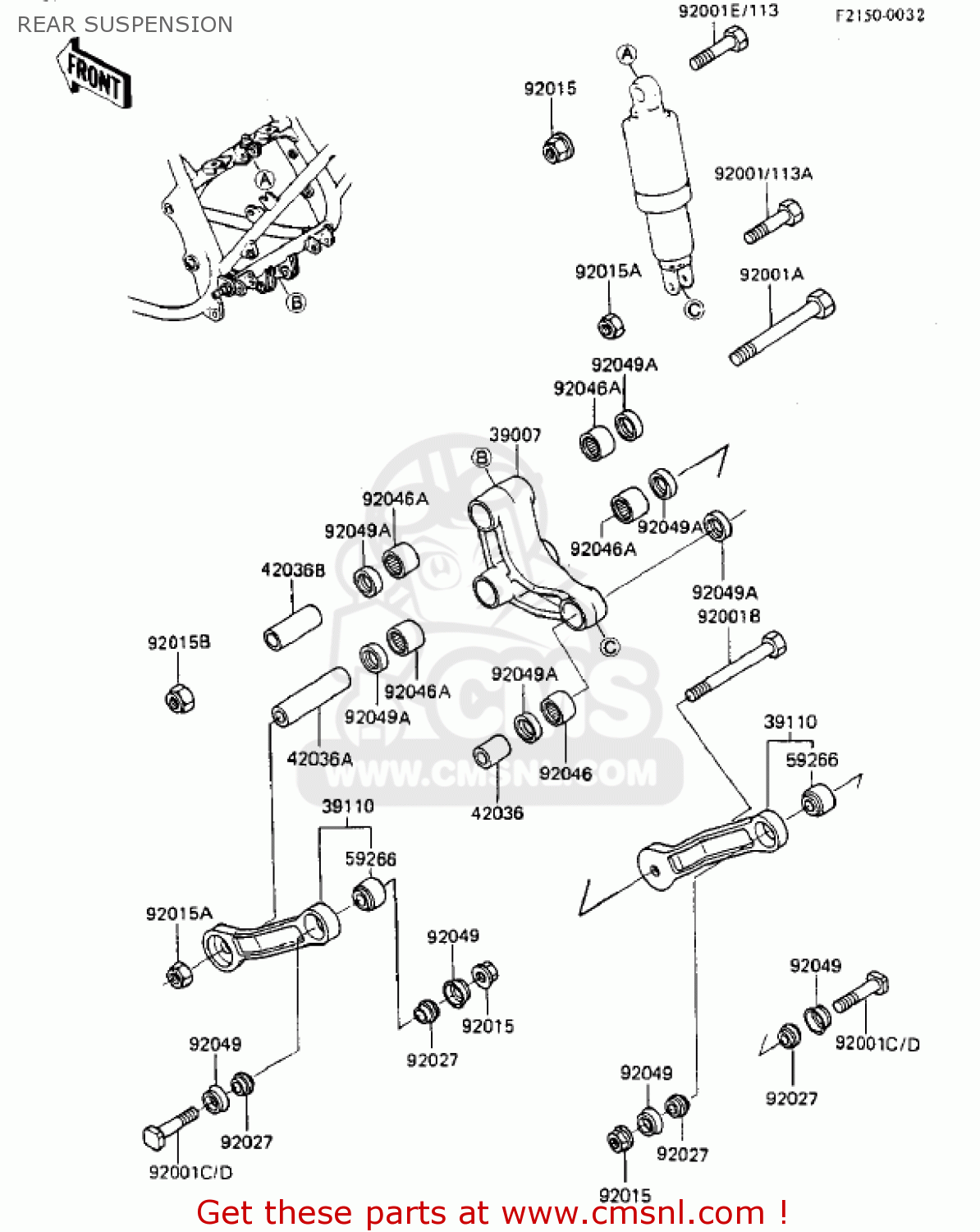 REAR SUSPENSION ZX750A2 GPZ750 1984 USA CALIFORNIA CANADA