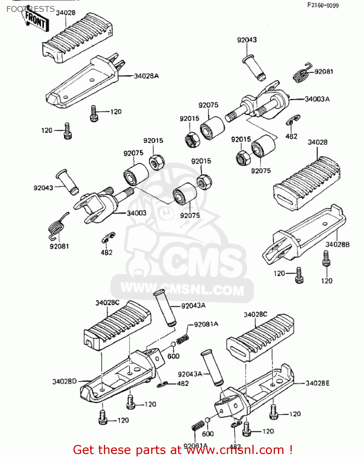 FOOTRESTS ZX750A2 GPZ750 1984 USA CALIFORNIA CANADA