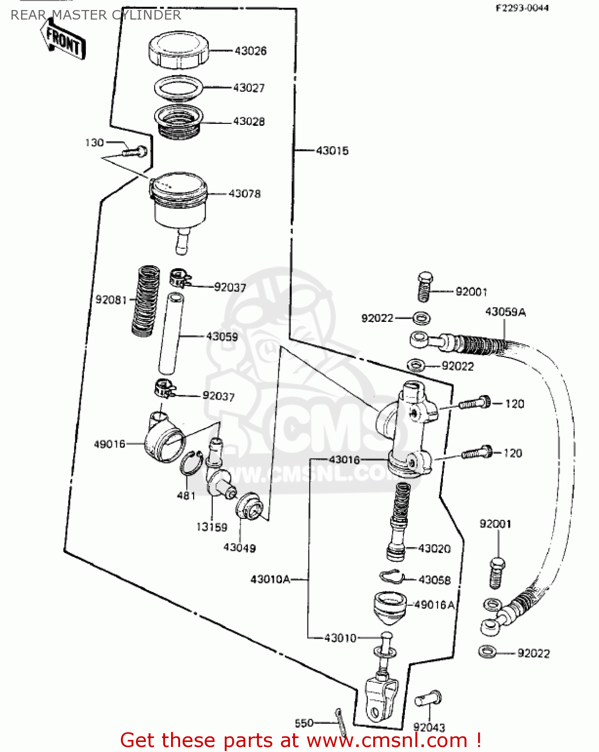 REAR MASTER CYLINDER ZX750A2 GPZ750 1984 USA CALIFORNIA CANADA
