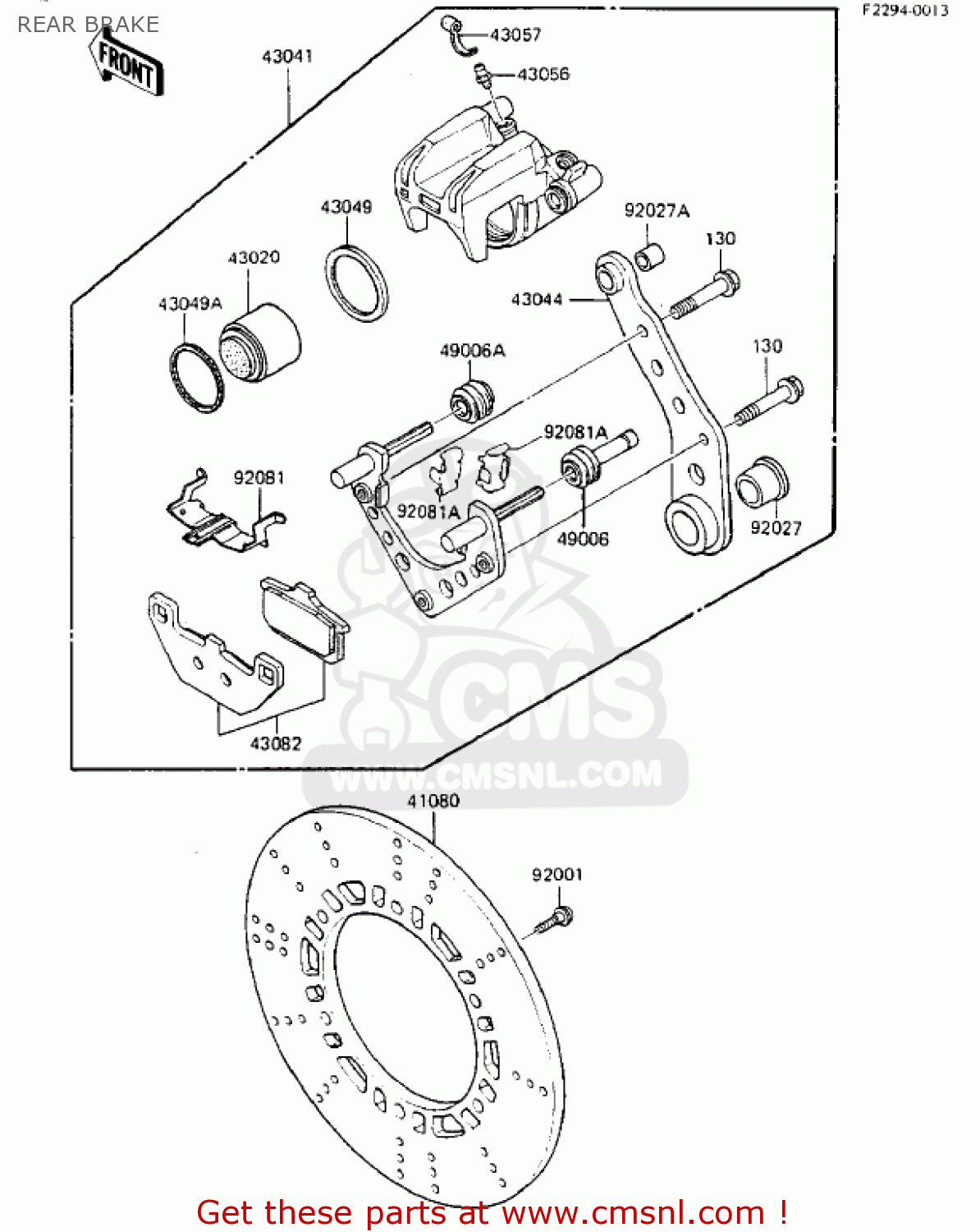 REAR BRAKE ZX750A2 GPZ750 1984 USA CALIFORNIA CANADA