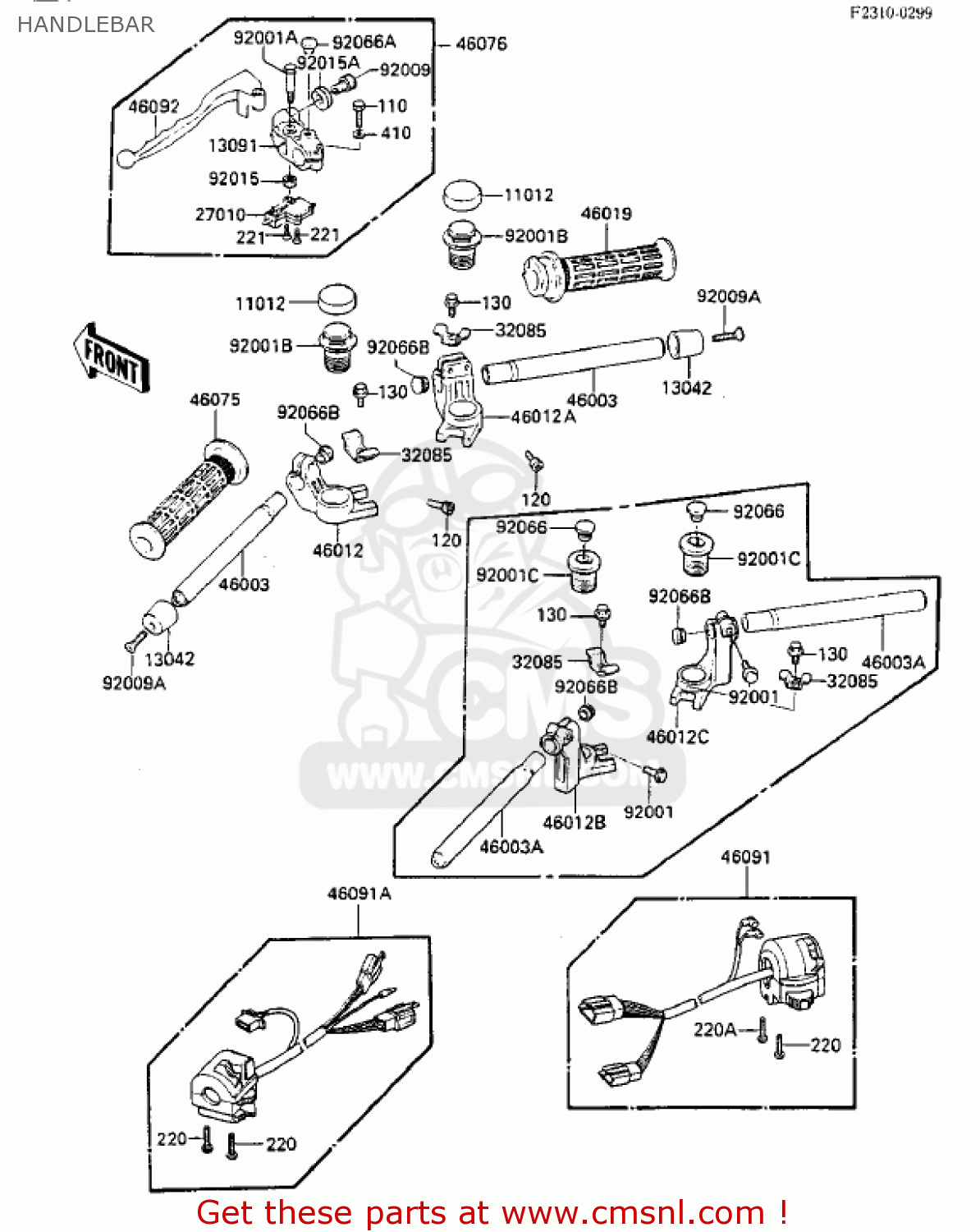 HANDLEBAR ZX750A2 GPZ750 1984 USA CALIFORNIA CANADA
