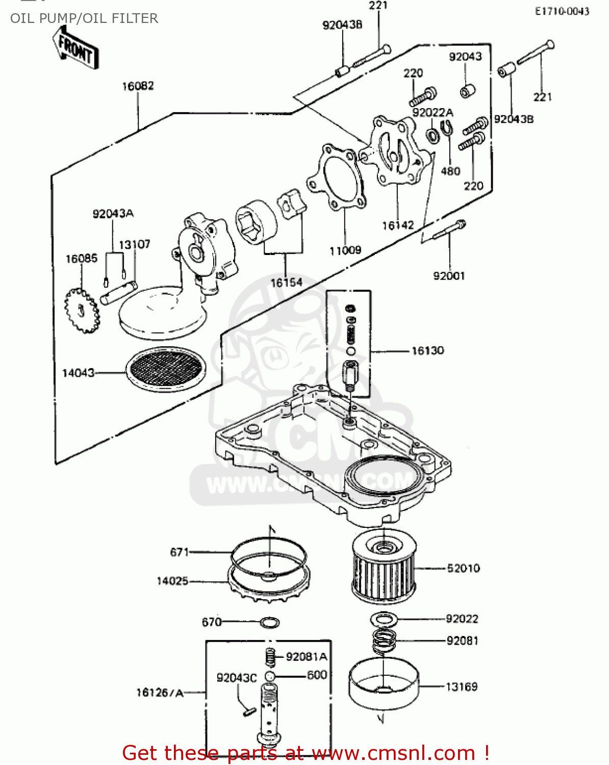 OIL PUMP/OIL FILTER ZX750A2 GPZ750 1984 USA CALIFORNIA CANADA