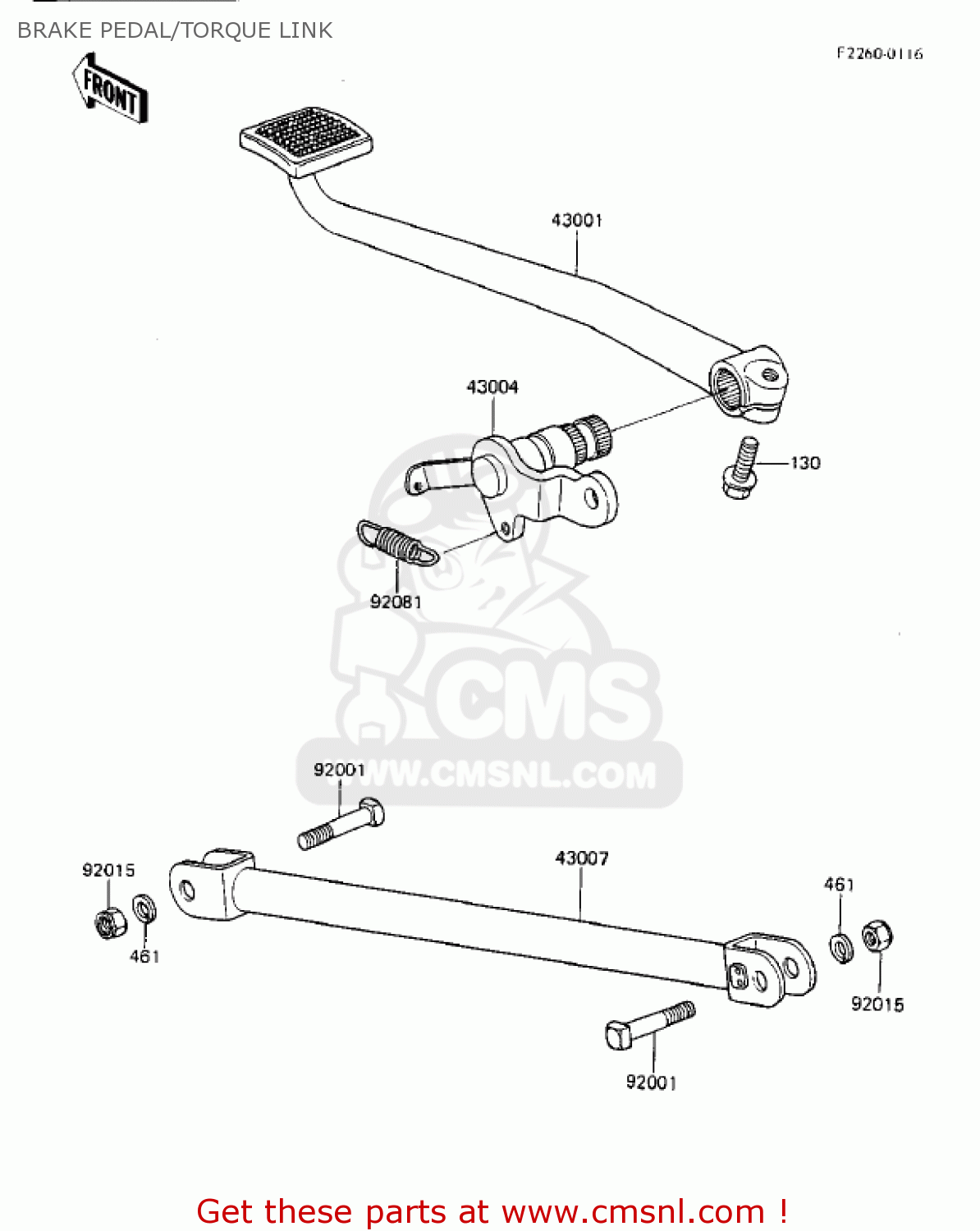 BRAKE PEDAL/TORQUE LINK ZX750A2 GPZ750 1984 USA CALIFORNIA CANADA