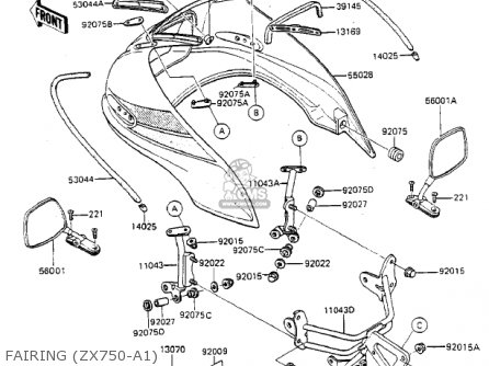 FAIRING (ZX750-A1) - ZX750A2 GPZ750 1984 USA CALIFORNIA CANADA