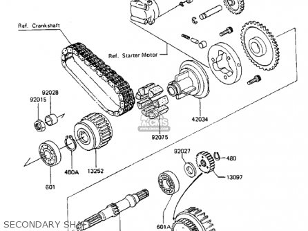 SECONDARY SHAFT - ZX750A2 GPZ750 1984 USA CALIFORNIA CANADA