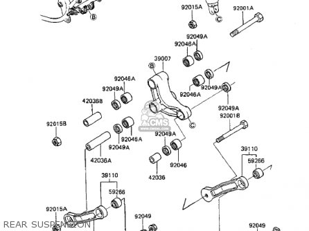 REAR SUSPENSION - ZX750A2 GPZ750 1984 USA CALIFORNIA CANADA