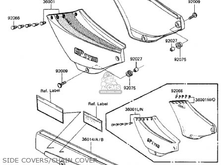 SIDE COVERS/CHAIN COVER - ZX750A2 GPZ750 1984 USA CALIFORNIA CANADA