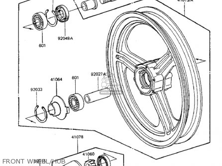 FRONT WHEEL/HUB - ZX750A2 GPZ750 1984 USA CALIFORNIA CANADA
