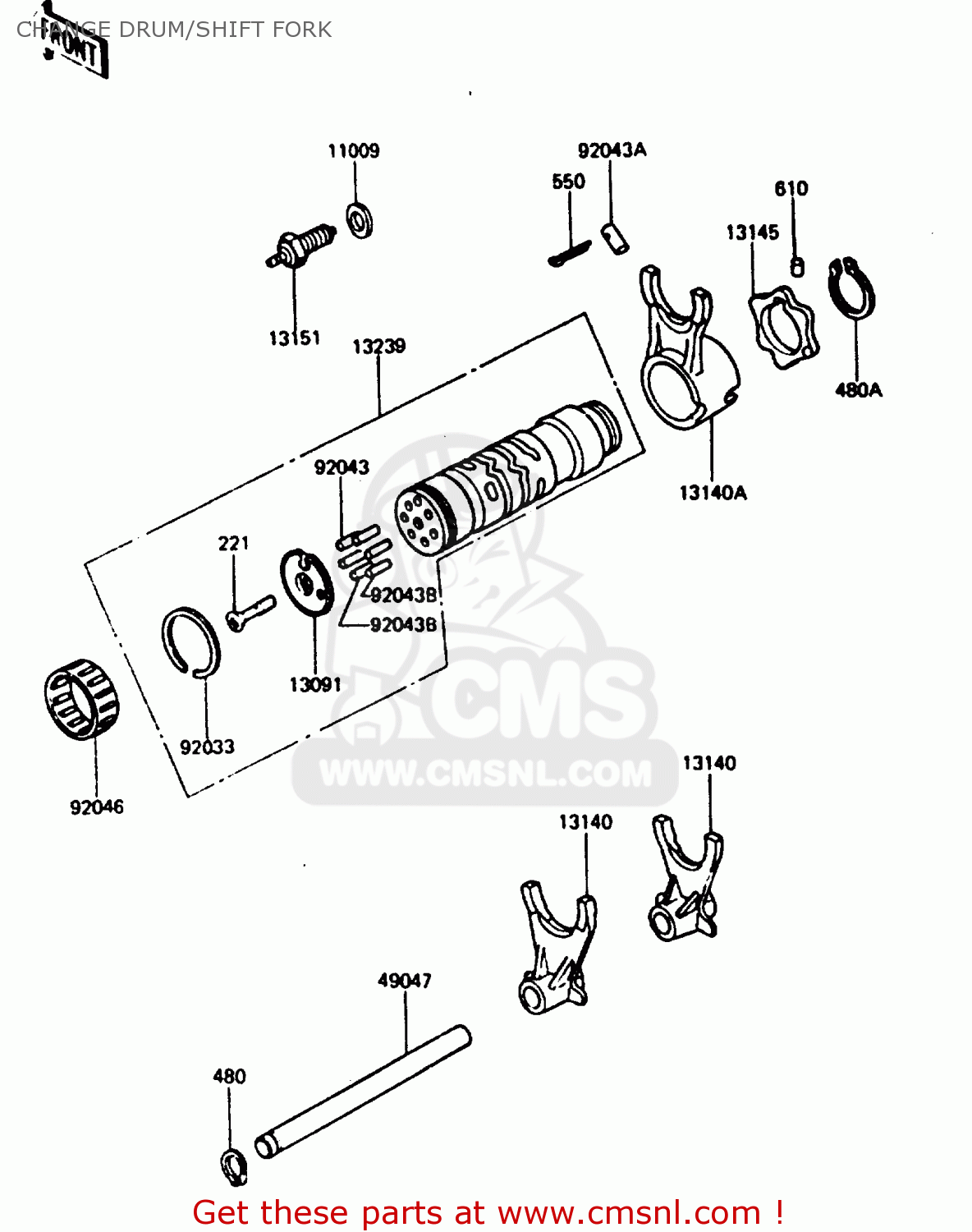 CHANGE DRUM/SHIFT FORK ZX750A3 1985 EUROPE UK FR GR IT NR SD
