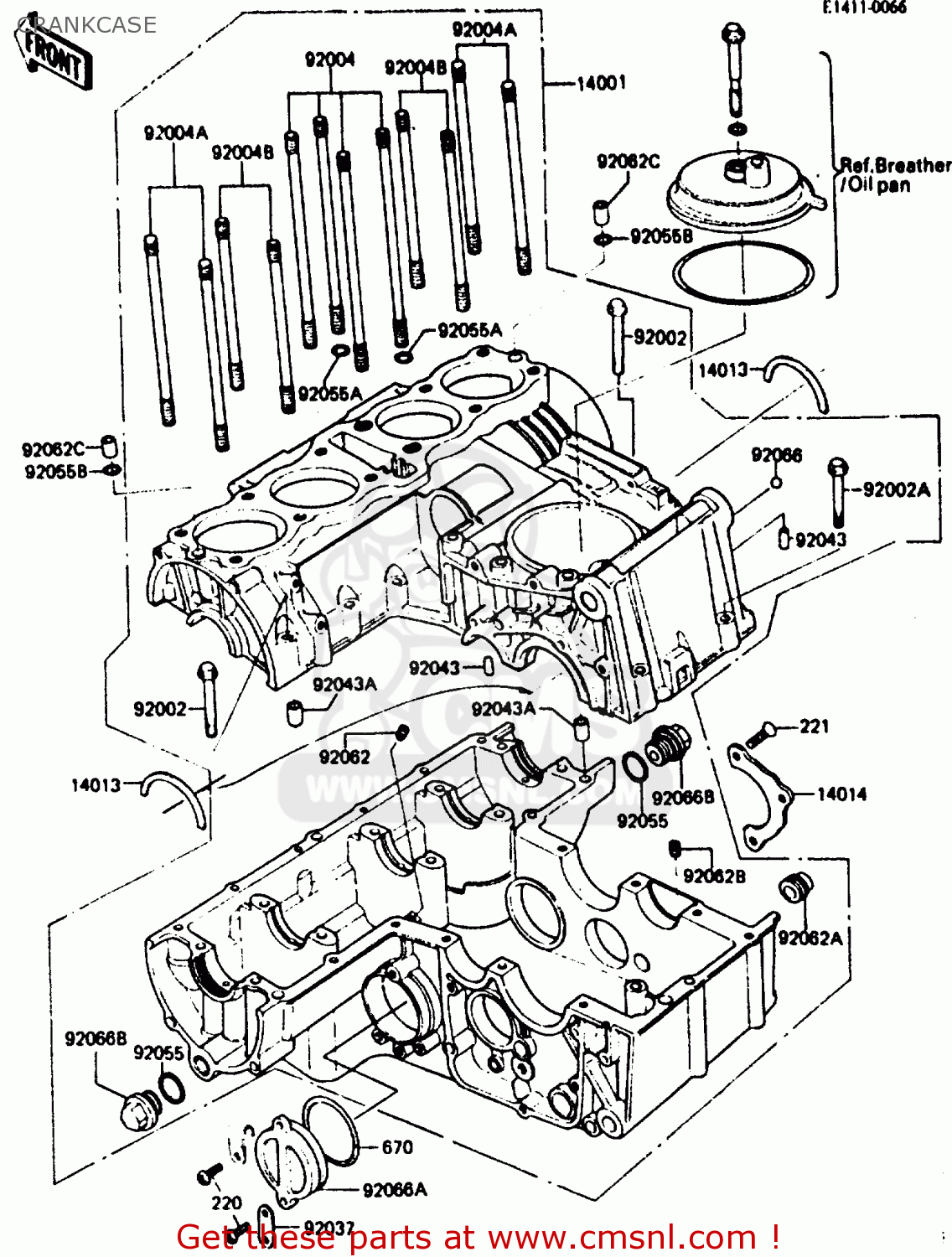 CRANKCASE ZX750A3 1985 EUROPE UK FR GR IT NR SD