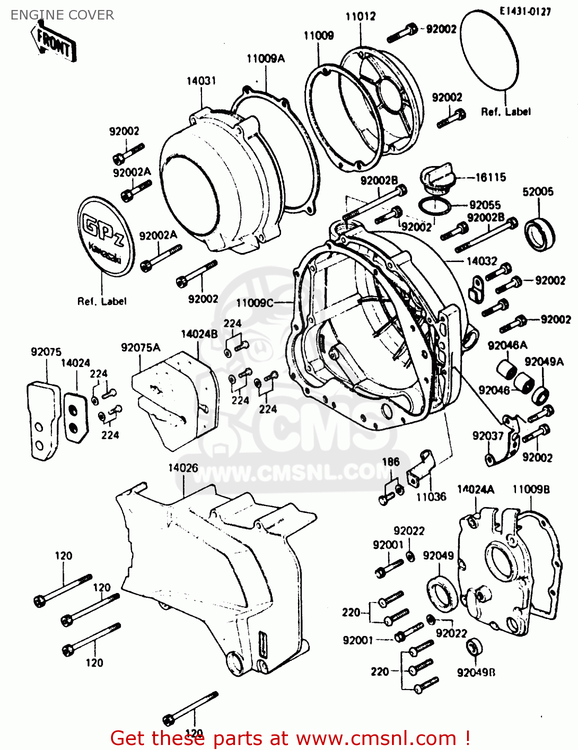ENGINE COVER ZX750A3 1985 EUROPE UK FR GR IT NR SD