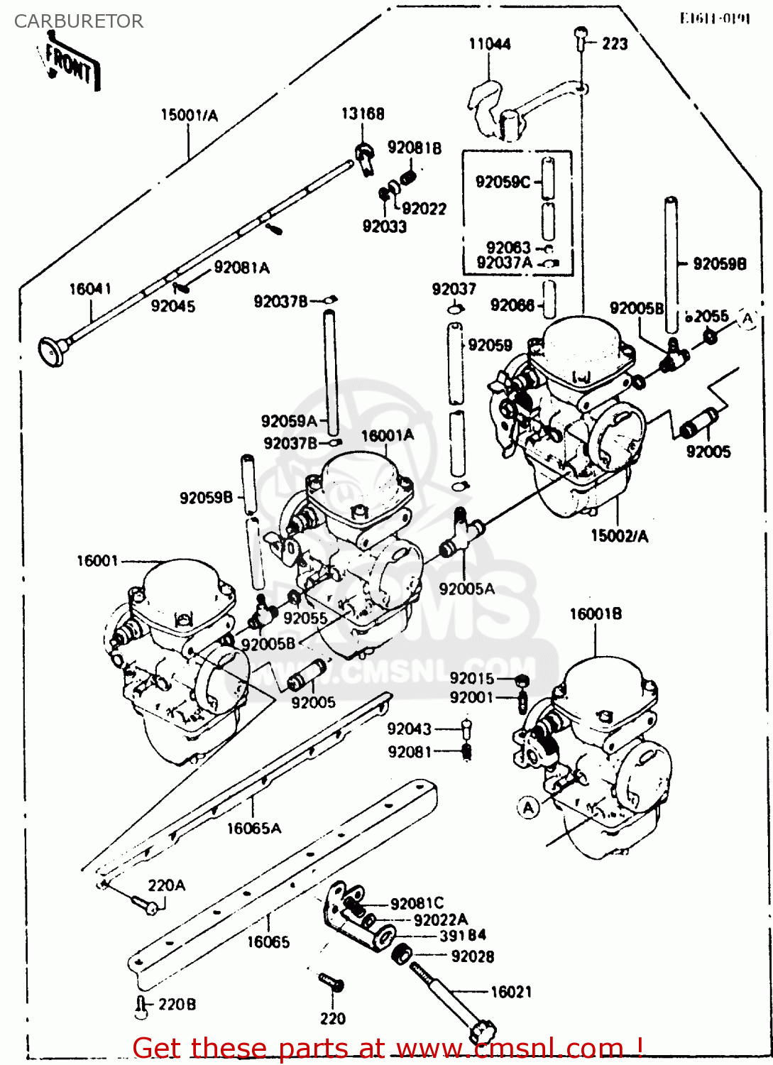 CARBURETOR ZX750A3 1985 EUROPE UK FR GR IT NR SD