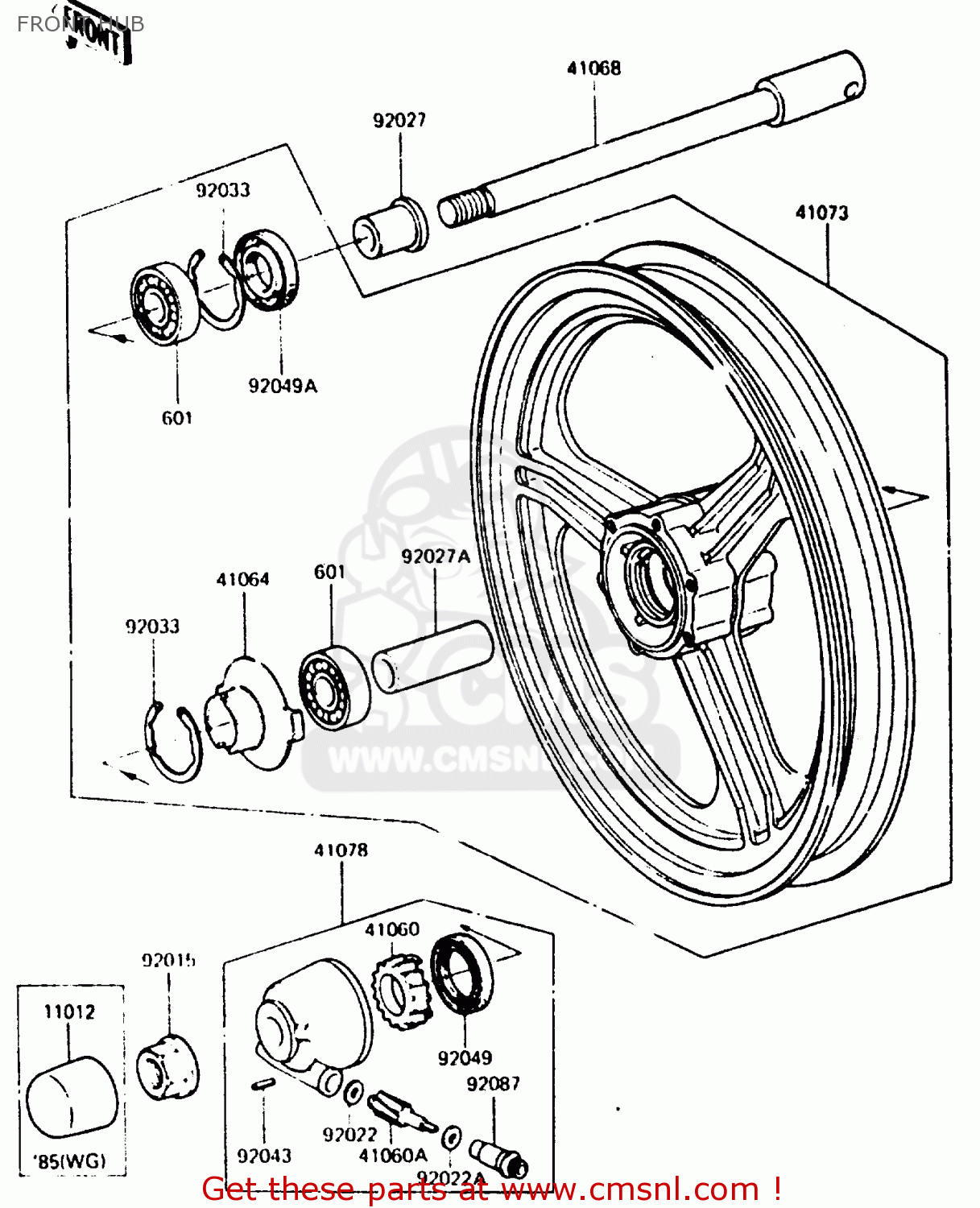 FRONT HUB ZX750A3 1985 EUROPE UK FR GR IT NR SD