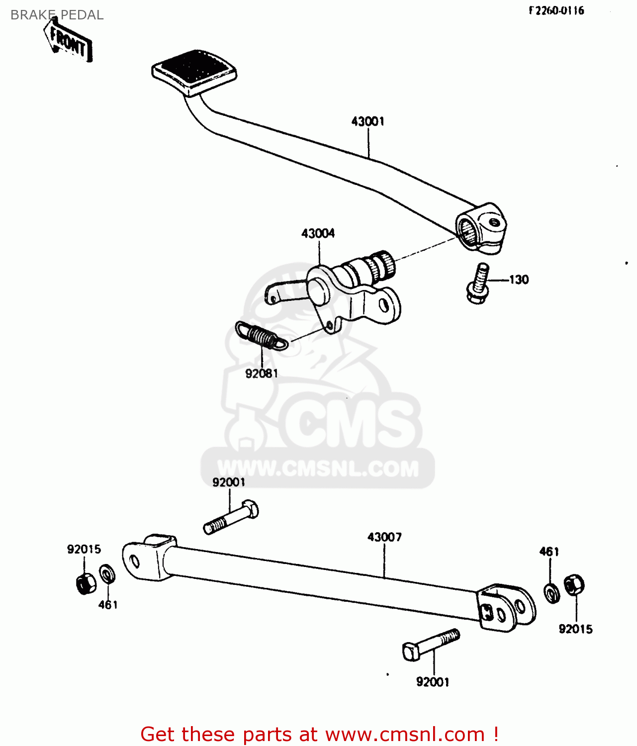 BRAKE PEDAL ZX750A3 1985 EUROPE UK FR GR IT NR SD