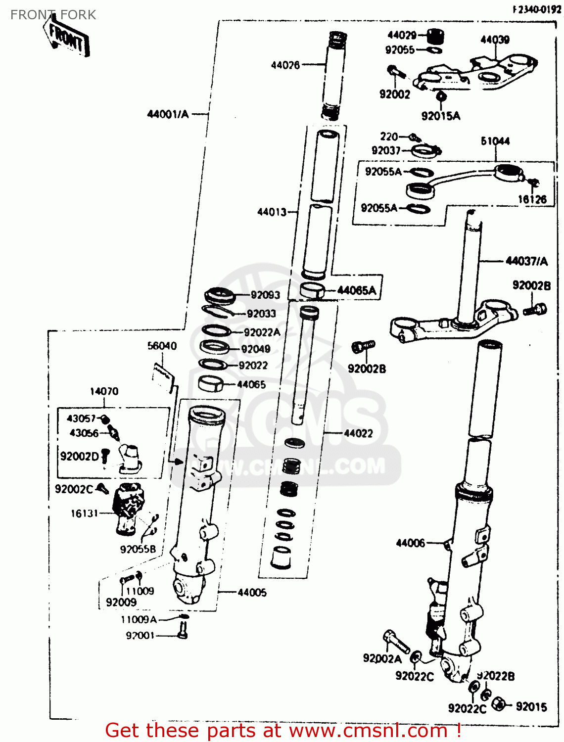 FRONT FORK ZX750A3 1985 EUROPE UK FR GR IT NR SD