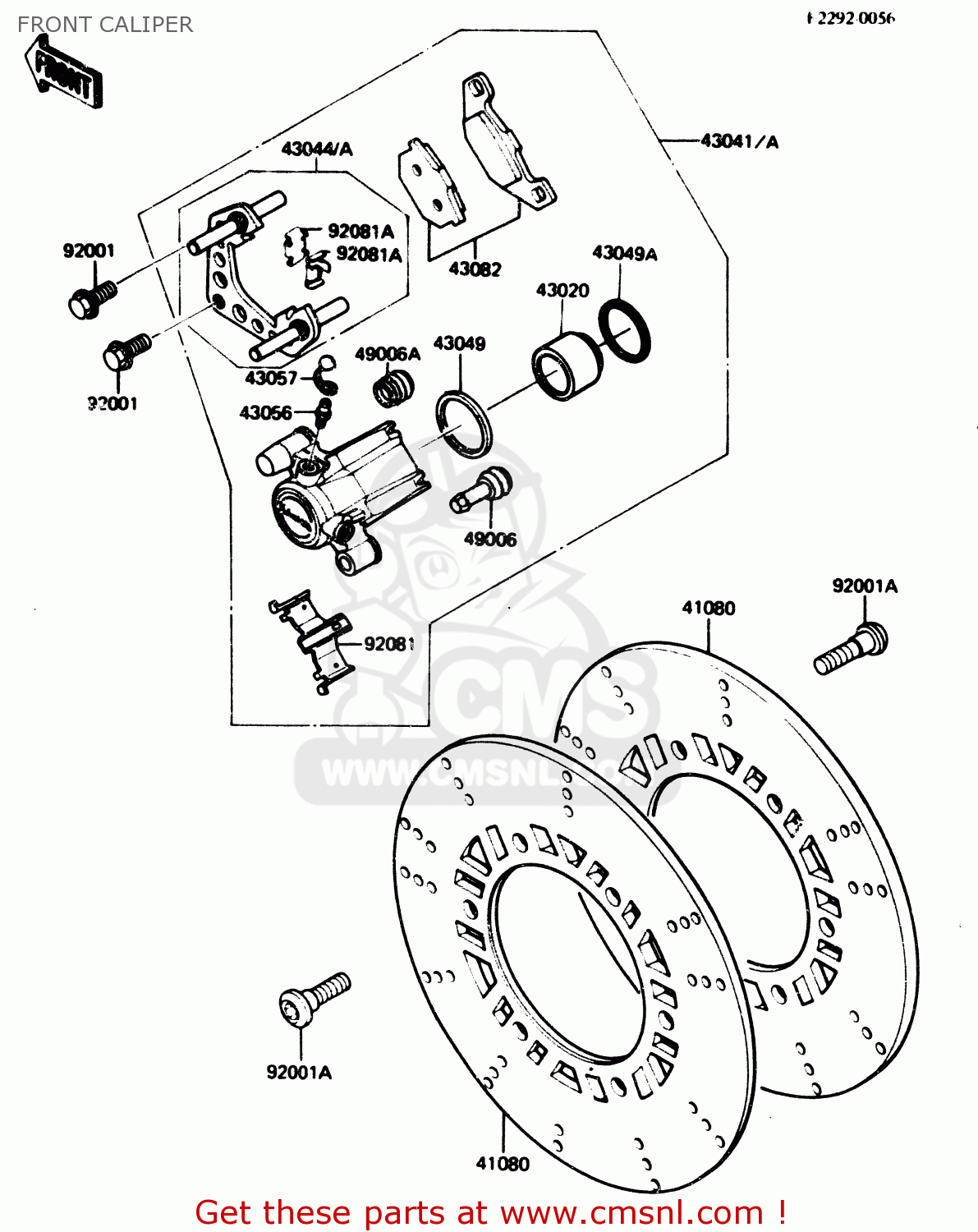 FRONT CALIPER ZX750A3 1985 EUROPE UK FR GR IT NR SD