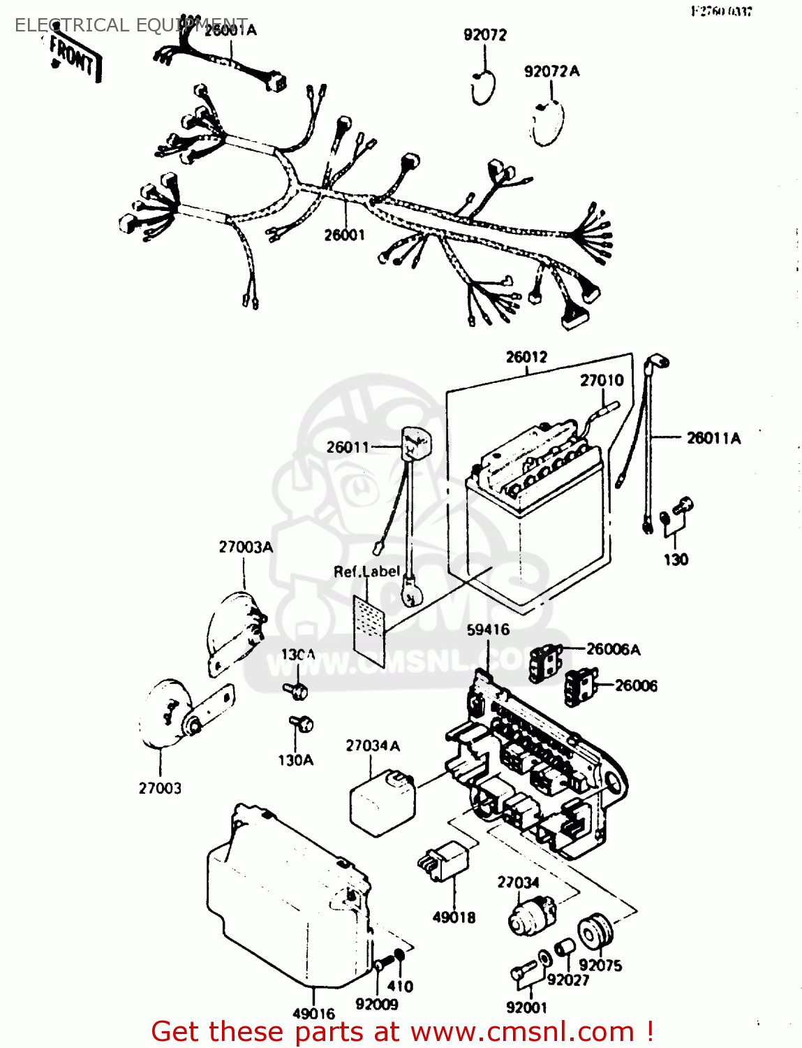 ELECTRICAL EQUIPMENT ZX750A3 1985 EUROPE UK FR GR IT NR SD