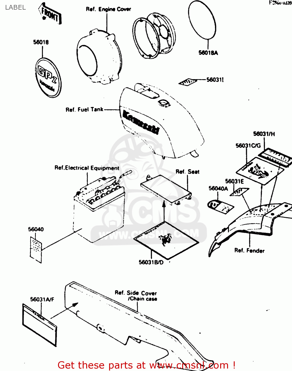 LABEL ZX750A3 1985 EUROPE UK FR GR IT NR SD
