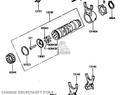 CHANGE DRUM/SHIFT FORK - ZX750A3 1985 EUROPE UK FR GR IT NR SD