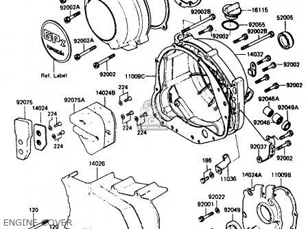 ENGINE COVER - ZX750A3 1985 EUROPE UK FR GR IT NR SD