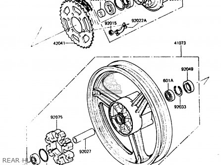 REAR HUB - ZX750A3 1985 EUROPE UK FR GR IT NR SD