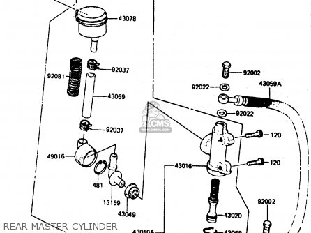 REAR MASTER CYLINDER - ZX750A3 1985 EUROPE UK FR GR IT NR SD