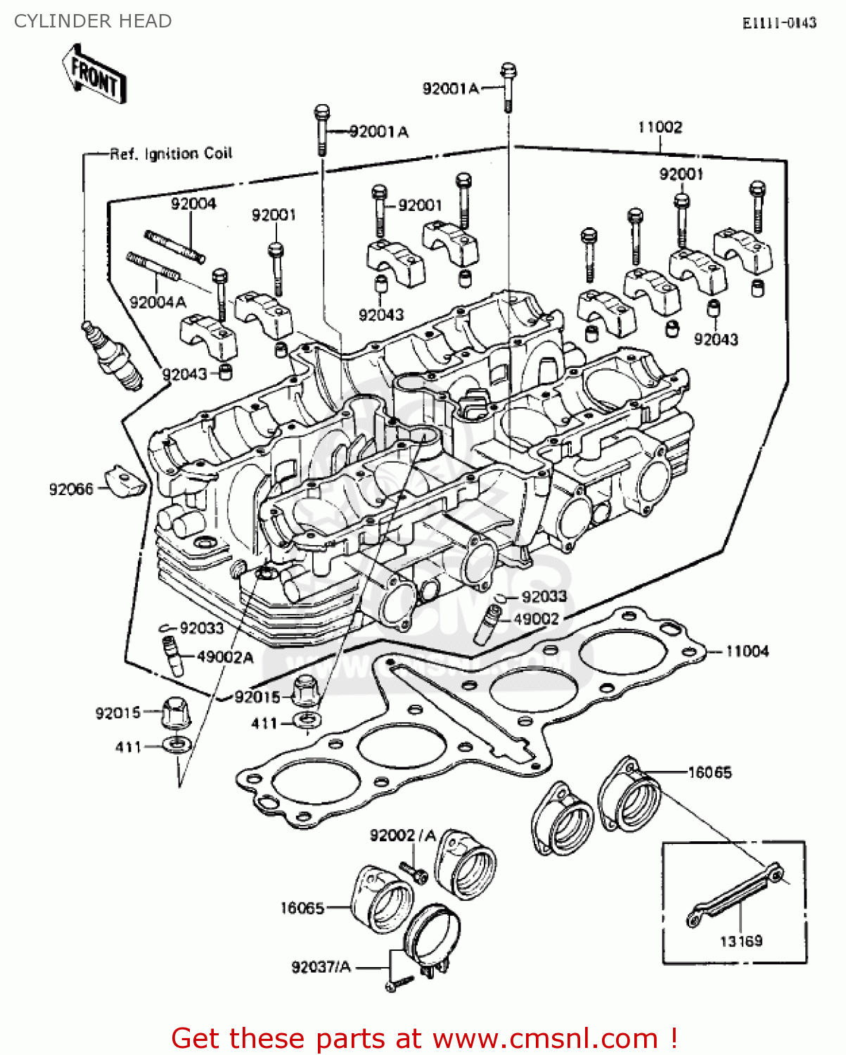CYLINDER HEAD ZX750A3 GPZ750 1985 USA CALIFORNIA CANADA
