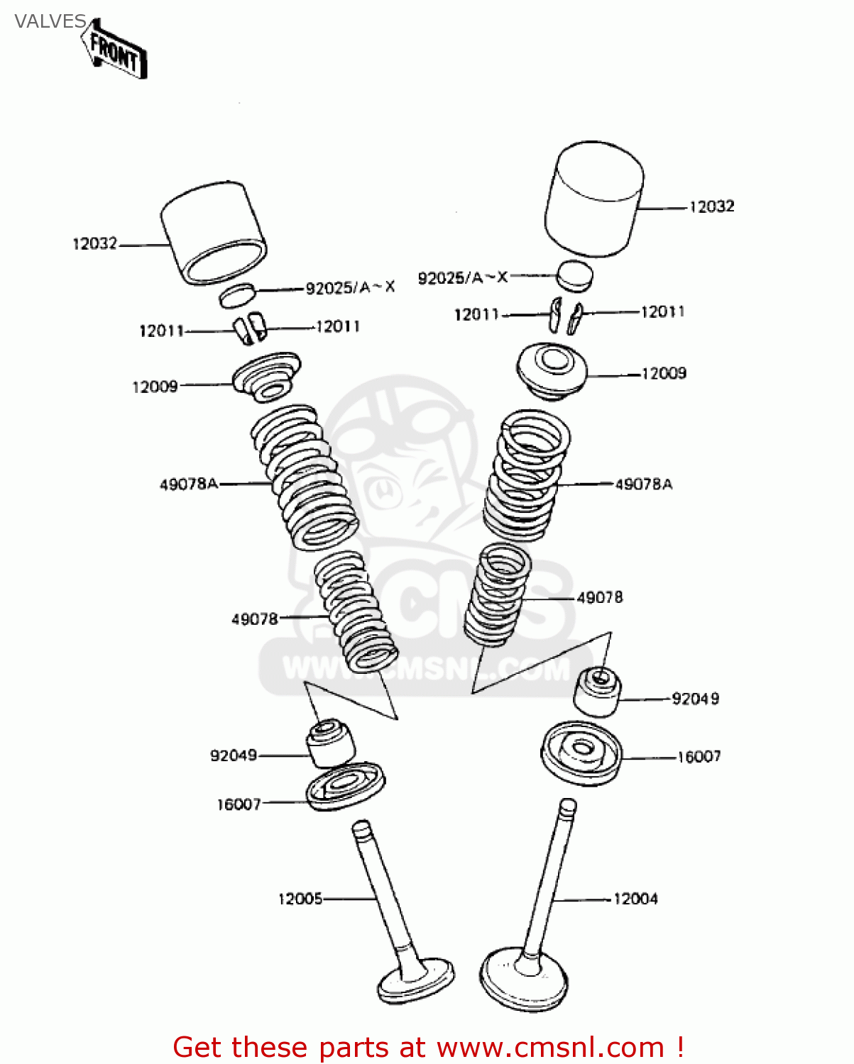 VALVES ZX750A3 GPZ750 1985 USA CALIFORNIA CANADA