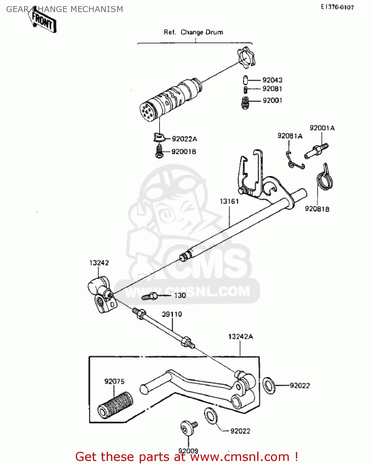 GEAR CHANGE MECHANISM ZX750A3 GPZ750 1985 USA CALIFORNIA CANADA