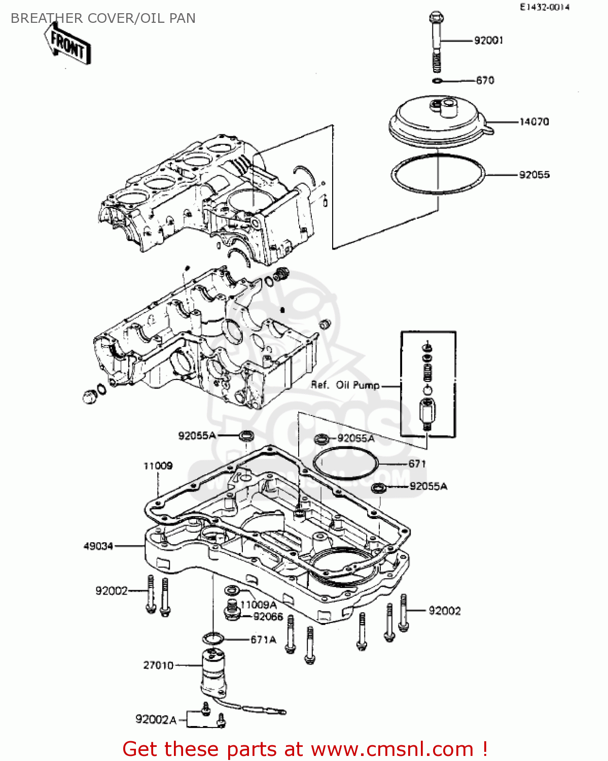 BREATHER COVER/OIL PAN ZX750A3 GPZ750 1985 USA CALIFORNIA CANADA