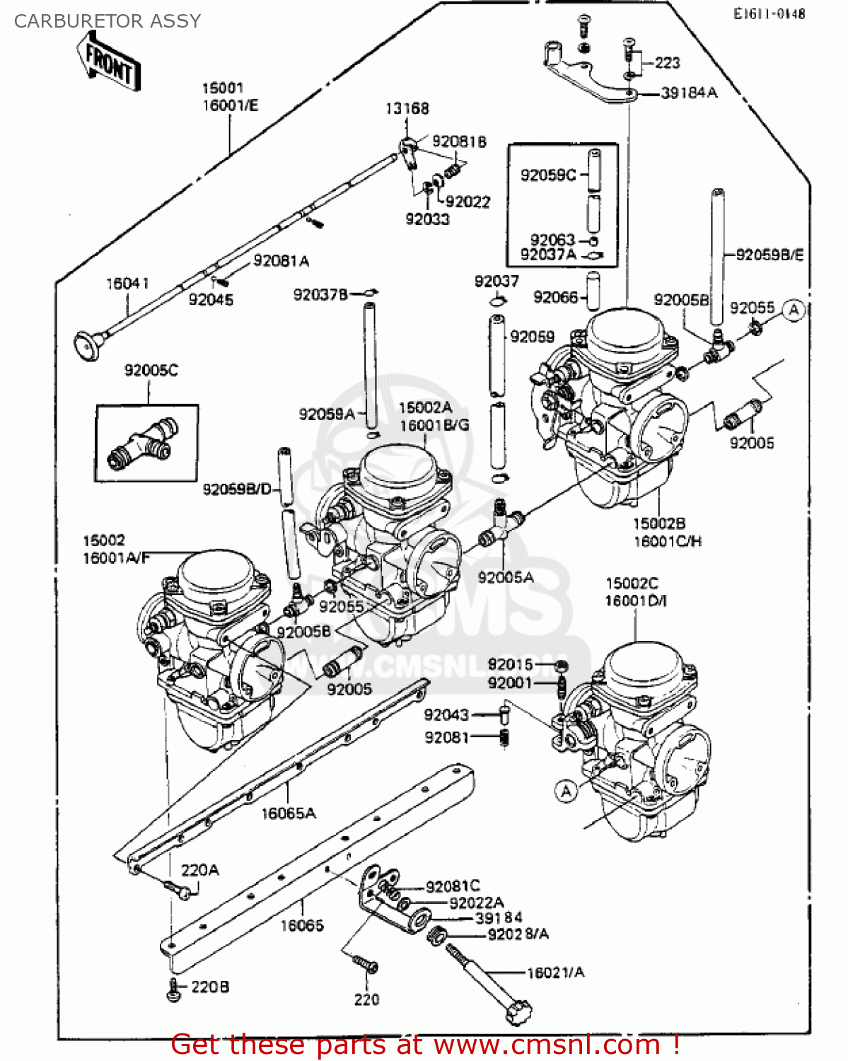 CARBURETOR ASSY ZX750A3 GPZ750 1985 USA CALIFORNIA CANADA