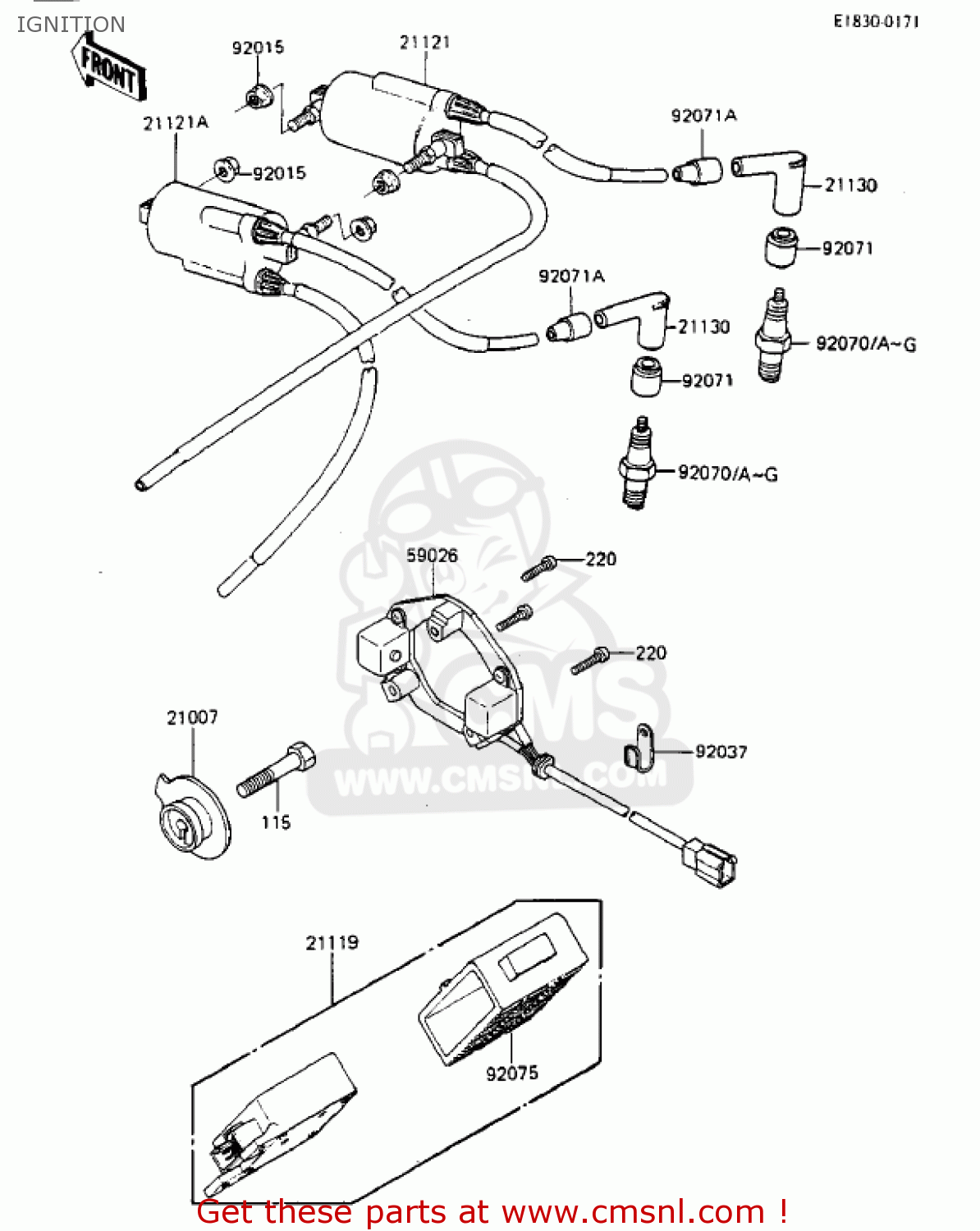 IGNITION ZX750A3 GPZ750 1985 USA CALIFORNIA CANADA