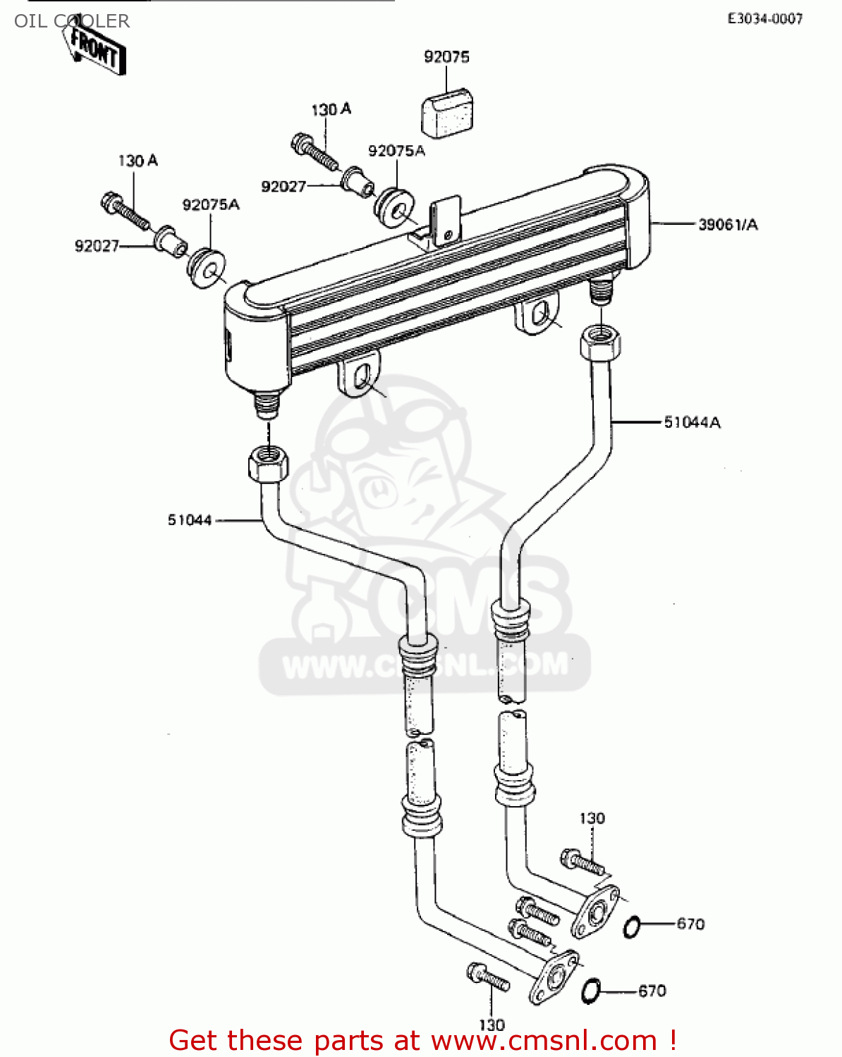 OIL COOLER ZX750A3 GPZ750 1985 USA CALIFORNIA CANADA