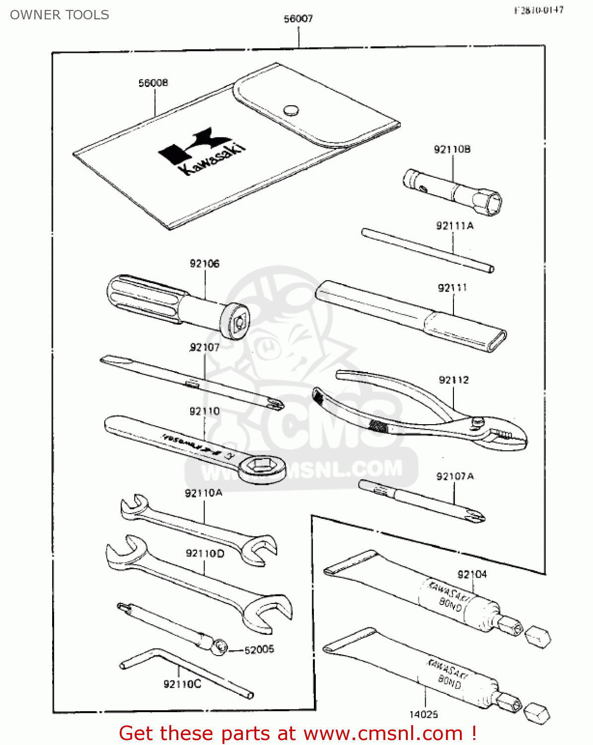 OWNER TOOLS ZX750A3 GPZ750 1985 USA CALIFORNIA CANADA