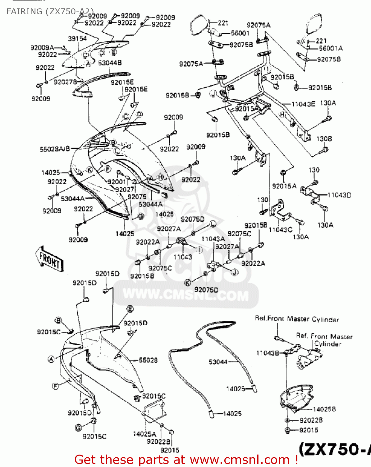 FAIRING (ZX750-A2) ZX750A3 GPZ750 1985 USA CALIFORNIA CANADA